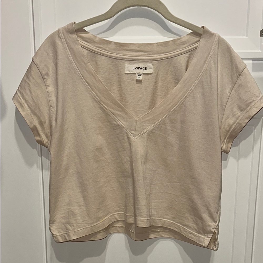 L*Space Cream Relaxed Crop Short Sleeve Tee